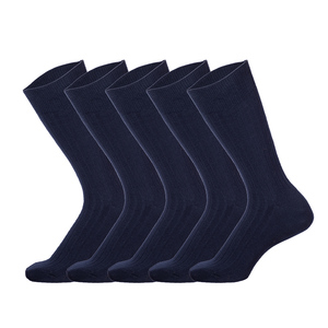 Men's Mid Length <b>Socks</b>, Business Formal, Spring and Autumn Double Needle Large Size, Black Striped <b>Long</b> <b>Socks</b> - Product Image 3