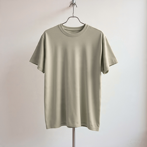 T-shirt en coton vert pour homme, manches courtes, col rond, coupe classique, couleur unie, tissu jersey respirant - Product Image 4
