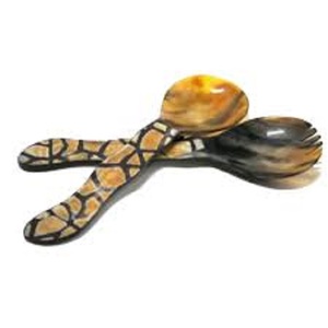 Top Trending HORN SALAD SERVER cuchara hecha a mano artesanía Material Natural cuerno ensalada servidor vajilla para fiesta Catering para la venta - Product Image 3