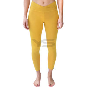 Mallas de Yoga de cintura alta para mujer de alta calidad, Color sólido personalizado, Spandex, estiramiento en cuatro direcciones para deportes, gimnasio, Fitness - Product Image 1