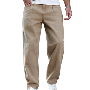 Jean en denim classique pour homme, coupe droite, en coton délavé, décontracté, coupe régulière, respirant, avec boutons, pantalon d'hiver uni, style vintage - Product Image 1