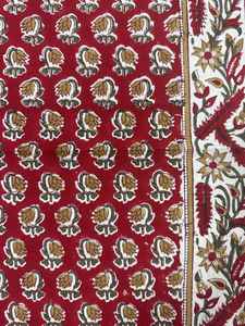 2025 tendance haute à la main indien bloc imprimé coton tissu dîner serviettes chocolat Cosmos rouge pour les mariages événements maison - Product Image 5