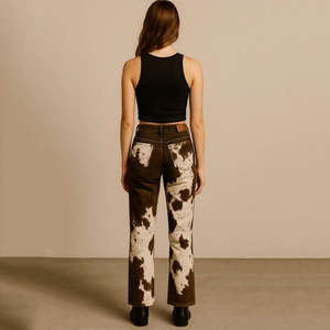 Pantalon en cuir lisse, mode urbaine, pour femmes, hiver, imperméable, coupe régulière, taille haute, jambe droite, longueur entière - Product Image 3