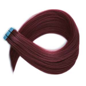 Extensions de cheveux humains brésiliens Remy 12A à bandes adhésives, couleur bordeaux # Extensions de cheveux 100% naturels, couleur 99J - Product Image 1