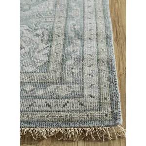 Alfombra Grande de Lana Anudada a Mano en Gris Tomillo y Negro, con Medallón Abstracto Rectangular para Decoración de Sala de Estar - LCA-611 - Product Image 4