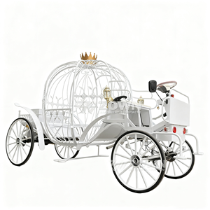 Calèche électrique de tourisme classique blanche de style européen pour mariage, calèche à cheval en métal citrouille de luxe de cendrillon à vendre - Product Image 1