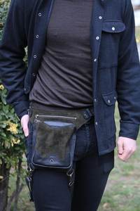 Paquete de cuero Drop Leg Bag para hombres mujeres cinturón Bum Bag multiusos motocicleta bicicleta deportes al aire libre - Product Image 2