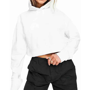 Sudadera con capucha de algodón para mujer con impresión de logotipo personalizado Sudadera con capucha corta de invierno - Product Image 1