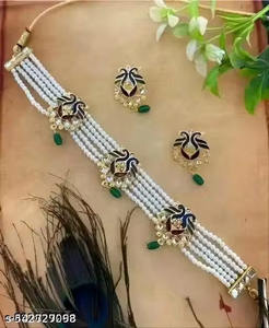 Unique Designer Handmade Ethnic Zinc Alloy Zircon Gold Plated Jewelry Set for Girls Women Necklace Earrings Ring for Wedding - Product Image 3