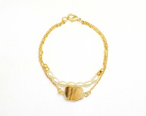 Pulsera con bisel de cadena de moda, joyería hecha a mano, envuelta en alambre de piedras preciosas, Ojo de Tigre, Concha, Perla - Product Image 4