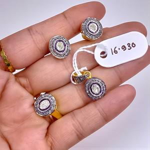 Juego de Joyería de Plata 925 con Pulido Dorado Olki Diamond, Juego de Aretes/Colgantes y Anillos - Product Image 2