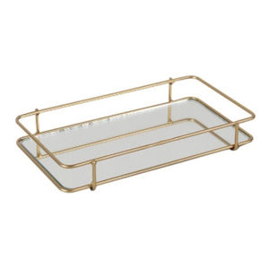 Modern Glam Hexagonal Metal <b>Mirrored</b> Decorative Tray Gold Finish Glass Makeup Jewelry Organizer <b>Storage</b> Tray Home Decor Accent - Product Image 6