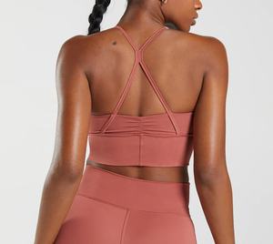 Ensemble de sous-vêtements sans couture actifs personnalisés pour femmes vêtements de yoga de fitness pour femmes avec rembourrage doux soutien-gorge de sport uni noir respirant - Product Image 4