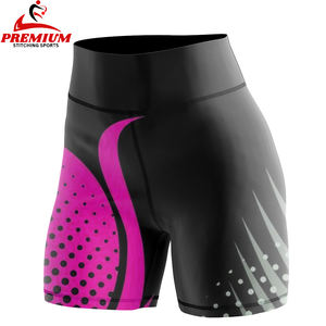 Shorts cyclistes taille haute personnalisables pour femmes, leggings tricotés respirants pour le yoga décontracté, shorts de sport d'été pour équipes - Product Image 3