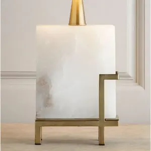 Modern Square <b>White</b> Marble Table Lamp | Elegant Minimalist <b>Home</b> Decor <b>Office</b> <b>Desk</b> Lamp | OEM Custom Logo Bulk Wholesale Export - Product Image 2