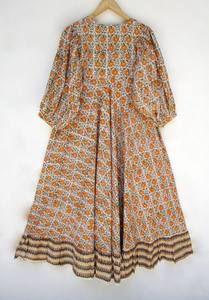 Indian Fusion Ikat Nonwoven Transpirable Vintage Hasta la rodilla Ropa de playa Botón de bolsillo Vestido de verano - Product Image 2