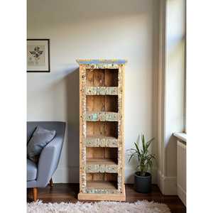 Rustic <b>Wooden</b> Bookshelf for Home Office Living Room Bedroom School Hotel with Durable Metal Cabinet Design - Product Image 2