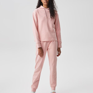 Fashionable Women's Eco-Friendly Breathable Fleece Long Sleeve Hooded <b>Tracksuit</b> Set Solid Pattern Joggers Custom Design for - Product Image 1