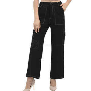 Venta al por mayor de pantalones de cintura media de las mujeres de carga ropa deportiva para el invierno frente plano teñido en línea Venta - Product Image 1