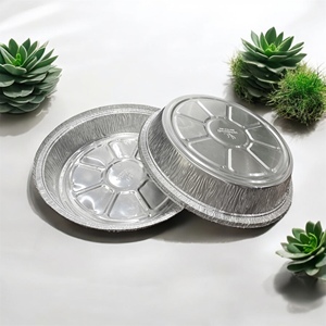 21,5cm x 4,5cm Rond 950ml Jetable Feuille D'aluminium Alimentaire Emballage Alimentaire Emballage Plateau À Emporter - Product Image 5