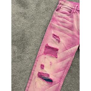 Pantalones Vaqueros de Mezclilla para Hombre, Nuevos, Personalizados, de Alta Calidad, con Parches, Lavado Enzimático, Desgastados, Rectos - Product Image 4