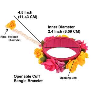 Fabricant indien bijoux ethnique fleur ouvrable manchette bracelet mariée mariage harnais Bracelet indien Bnagle bijoux pour femmes - Product Image 4