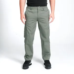Men Cargo Pants Relaxed Fit 100% Cotton Cargo Solid Casual Style Trousers Khaki Cargo Pant For Sale