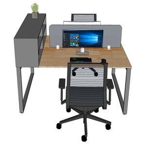 Modern Minimalist 2-seater Office <b>Desk</b> 150x120cm Rubber Wood Top Iron Legs Document <b>Shelf</b> HBRT075 - Product Image 2