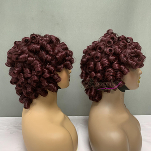 Wholesale 12 Inch Bang Spring Curl No Lace <b>Wig</b>, Brazilian <b>Human</b> Hair <b>Wig</b> Short, Soft Springy Curls For Daily Styling - Product Image 5