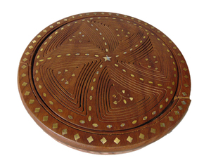 Round Shaped Collapsible <b>Wooden</b> Dry Fruit <b>Basket</b> Handcrafted 5-Partition Serving Tray for Snacks, Nuts & Sweets Foldable - Product Image 5