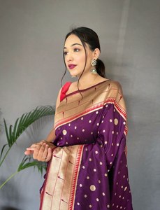 PURA PAITHANI SEDA SAREE CON PAITHANI RICO TEJIDO PALLU - Product Image 5