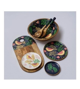 Ensemble de bols et de plateaux de service en bois au design créatif avec un motif imprimé en émail de qualité supérieure au meilleur prix abordable - Product Image 4