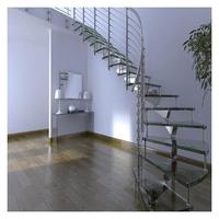 Prima industrie moderne économique intérieur escalier en bois escalier incurvé avec garde-corps en verre marches d'escalier en marbre escaliers de décoration
