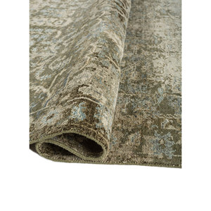 Alfombras de Lana Anudadas a Mano Erbe Green AKWL-3136, Estilo Boho para Adolescentes, Rectangulares, con Medallón Abstracto, para Entrada, Sala de Estar y Hogar - Product Image 2