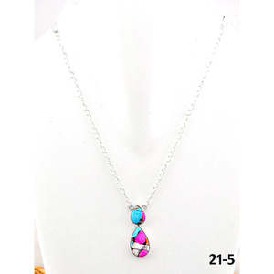 Southwest Style Cotton <b>Candy</b> Mohave & Sterling Silver <b>Necklace</b> with Turquoise Water Drop Pattern for Gift - Product Image 1
