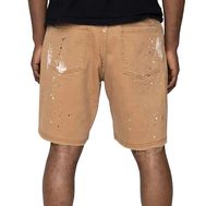 Shorts en jean décontractés pour hommes, personnalisables avec logo, en maille tricotée mi-longue, 100 % polyester, taille élastique, écologiques, séchage rapide, respirants, OEM