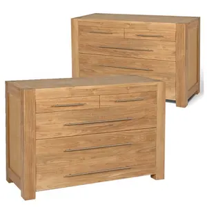 Cómoda de madera de teca con 5 cajones, mueble de dormitorio, cajonera, organizador de gran capacidad, cómoda sencilla