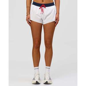 Shorts Deportivos de Cintura Media para Mujer - Accelerate 3 en Blanco - Future Navy - Product Image 6