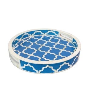 Plateau de service de luxe en incrustation d'os fabriqué à la main Design arabe artistique pour les tables à manger à la maison, les occasions spéciales et les cadeaux de fête - Product Image 1