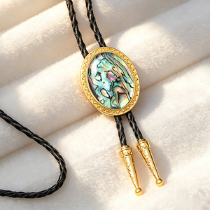 Bolo Tie Cowboy Artistique Floral Personnalisé avec Insert en Époxy Brillant et Cordon en PU Tressé pour un Style Bohème Quotidien - Product Image 3
