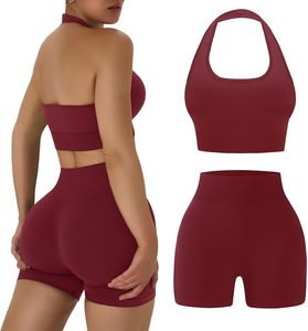 Top meilleure qualité ensemble de vêtements de sport femmes Sport personnalisé Fitness porter taille haute short soutien-gorge vêtements Fitness Yoga porter ensemble vêtements - Product Image 5