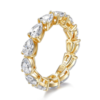 Bague en Moissanite Personnalisée en Usine, Argent Sterling 925, Coupe Poire, Bande Éternité, Treillis Ajoure, Bijoux de Mariage et de Fiançailles pour Femme