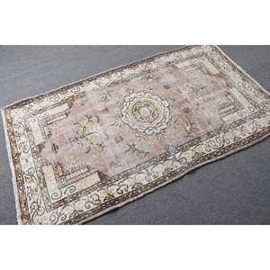 Alfombra de retazos de lana Beige Vintage grande de 3,6x6,4 pies estilo clásico para entrada hecha a mano pila de felpa rectangular para adolescentes - Product Image 2