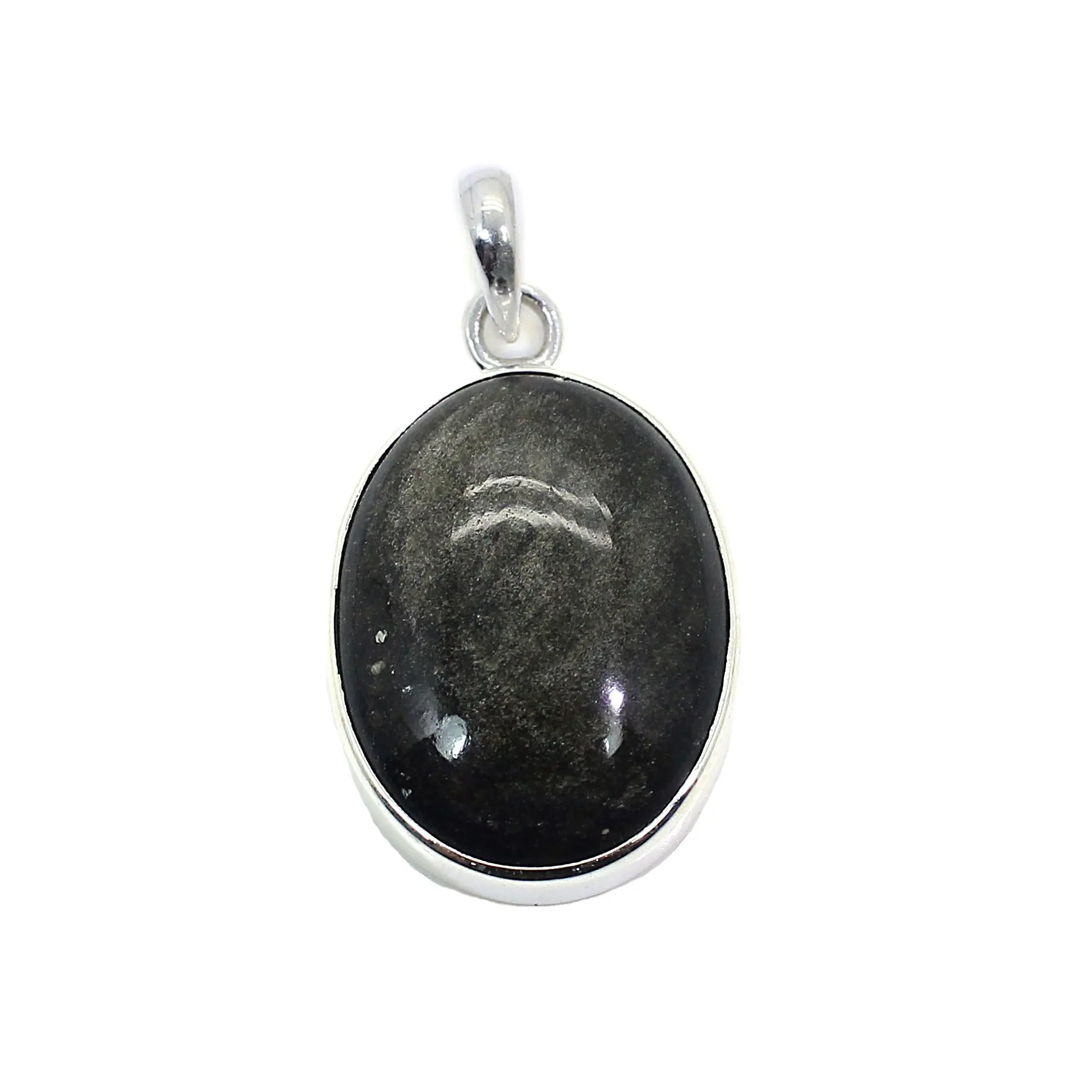 Tự Nhiên Vàng Sheen Obsidian Hình Dạng Hình Bầu Dục Lỏng Đá Quý 925 Sterling Silver Bezel Đặt Mặt Dây Chuyền Làm Cho Đồ Trang Sức