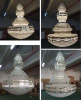 Lustre en cristal de grande taille pour escalier d'hôtel, lustre Empire, lustre de luxe en or