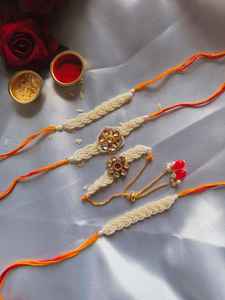 Rakhi Thread Adjustable Hand <b>Bracelet</b> With Kundan Work Indian Gold Plated Rakhi Set for Bhaiya and Bhabhi Raksha Bandhan Gift - Product Image 5