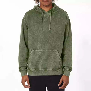 2025 New Solid Men's Acid Wash Hoodies 100% Polyester Customizable Pakistan Winter Street Style Wholesale - Product Image 1