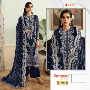 Belleza clásica elegante Shalwar Kameez cómodo Georgette bordado con parte inferior e interior de Santoon opaco pesado para vestido Salwar - Product Image 2
