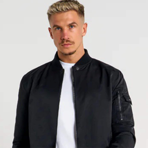 Blouson d'aviateur noir polyvalent avec fermeture à glissière et boutons-pression à l'avant, col montant avec poche utilitaire - Product Image 5