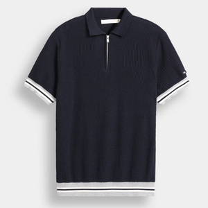 Estilo casual para hombre Longitud corta para Polo Patrón sólido Logotipo frontal Diseño de cremallera Ropa de calle Servicio OEM disponible - Product Image 1